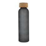 Fles van mat gerecycled glas met kurken dop 500 ml kleur zwart tweede weergave