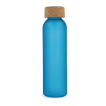 Fles van mat gerecycled glas met kurken dop 500 ml kleur blauw tweede weergave