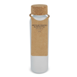 Fles van mat gerecycled glas met kurken dop 500 ml kleur wit