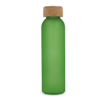 Fles van mat gerecycled glas met kurken dop 500 ml kleur groen tweede weergave