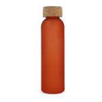 Fles van mat gerecycled glas met kurken dop 500 ml kleur oranje tweede weergave