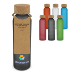 Fles van mat gerecycled glas met kurken dop 500 ml
