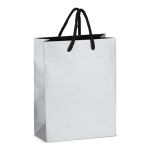 Papieren cadeautas met hengsels en zwarte binnenzijde 18x8x24 cm kleur zilver