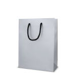Papieren cadeautas met hengsels en zwarte binnenzijde 18x8x24 cm kleur zilver derde weergave