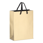 Papieren cadeautas met hengsels en zwarte binnenzijde 18x8x24 cm kleur goud