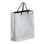Papieren cadeautas met hengsels en zwarte binnenzijde 24x10x30 cm kleur zilver