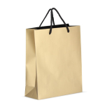 Papieren cadeautas met hengsels en zwarte binnenzijde 24x10x30 cm kleur goud