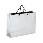Papieren cadeautas met hengsels en zwarte binnenzijde 40x12x30 cm kleur zilver tweede weergave