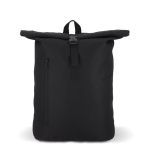 Rolltop RPET rugzak met klein voorvak met rits 20L kleur zwart