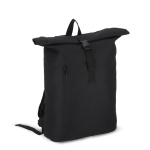 Rolltop RPET rugzak met klein voorvak met rits 20L kleur zwart tweede weergave