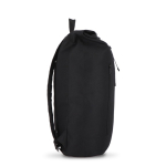 Rolltop RPET rugzak met klein voorvak met rits 20L kleur zwart derde weergave