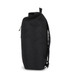 Rolltop RPET rugzak met klein voorvak met rits 20L kleur zwart vierde weergave