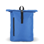 Rolltop RPET rugzak met klein voorvak met rits 20L kleur blauw