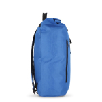 Rolltop RPET rugzak met klein voorvak met rits 20L kleur blauw derde weergave