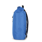 Rolltop RPET rugzak met klein voorvak met rits 20L kleur blauw vierde weergave