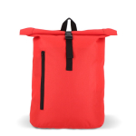 Rolltop RPET rugzak met klein voorvak met rits 20L kleur rood