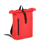 Rolltop RPET rugzak met klein voorvak met rits 20L kleur rood tweede weergave