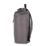 Rolltop RPET rugzak met klein voorvak met rits 20L kleur grijs vierde weergave