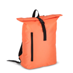 Rolltop RPET rugzak met klein voorvak met rits 20L kleur oranje tweede weergave