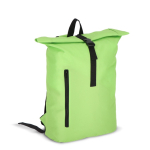 Rolltop RPET rugzak met klein voorvak met rits 20L kleur limoen groen tweede weergave