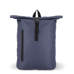 Rolltop RPET rugzak met klein voorvak met rits 20L kleur donkerblauw