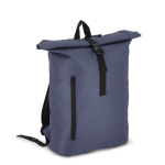 Rolltop RPET rugzak met klein voorvak met rits 20L kleur donkerblauw tweede weergave