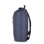 Rolltop RPET rugzak met klein voorvak met rits 20L kleur donkerblauw vierde weergave