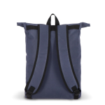 Rolltop RPET rugzak met klein voorvak met rits 20L kleur donkerblauw vijfde weergave