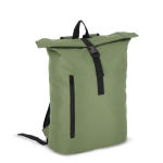 Rolltop RPET rugzak met klein voorvak met rits 20L kleur olijfgroen tweede weergave