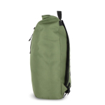 Rolltop RPET rugzak met klein voorvak met rits 20L kleur olijfgroen vierde weergave