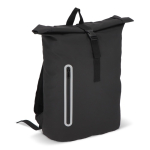 Rolltop rugzak van PU met reflecterende details 20L kleur zwart