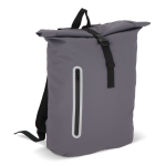Rolltop rugzak van PU met reflecterende details 20L kleur grijs