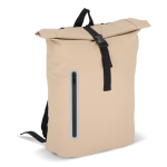 Rolltop rugzak van PU met reflecterende details 20L kleur beige