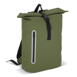 Rolltop rugzak van PU met reflecterende details 20L kleur olijfgroen