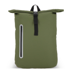 Rolltop rugzak van PU met reflecterende details 20L kleur olijfgroen tweede weergave