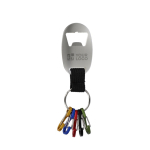 Sleutelhanger met opener en 5 haakjes om sleutels aan te hangen met afdrukgebied