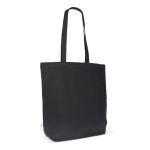 Tas van biologisch katoen met zijvouw en lange hengsels 270 g/m² kleur zwart
