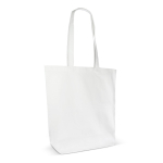 Tas van biologisch katoen met zijvouw en lange hengsels 270 g/m² kleur wit