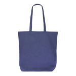 Tas van biologisch katoen met zijvouw en lange hengsels 270 g/m² kleur donkerblauw tweede weergave