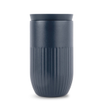 Thermosbeker van roestvrij staal met drukknopdeksel 320 ml kleur blauw