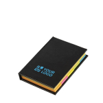 Hardcover set met kleefnotities in meerdere maten en kleuren kleur zwart met jouw bedrukking