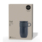 Thermosbeker van roestvrij staal met klein handvat 280 ml kleur blauw tweede weergave