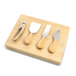 Set in personaliseerbare bamboe doos met kaas- en wijnaccessoires kleur naturel tweede weergave