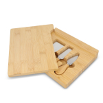 Set in personaliseerbare bamboe doos met kaas- en wijnaccessoires kleur naturel derde weergave