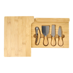 Set in personaliseerbare bamboe doos met kaas- en wijnaccessoires kleur naturel vierde weergave