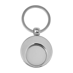 Ronde metalen sleutelhanger met winkelwagenmuntje KeyCoin kleur zilver eerste weergave