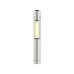 Zaklamp met logo, COB-technologie, magneet en metalen clip kleur zilver derde weergave