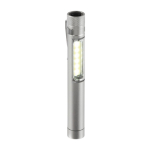 Zaklamp met logo, COB-technologie, magneet en metalen clip kleur zilver zevende weergave