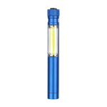 Zaklamp met logo, COB-technologie, magneet en metalen clip kleur ultramarijn blauw eerste weergave