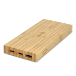 Powerbank van bamboe met drie verschillende poorten 8.000 mAh kleur naturel tweede weergave